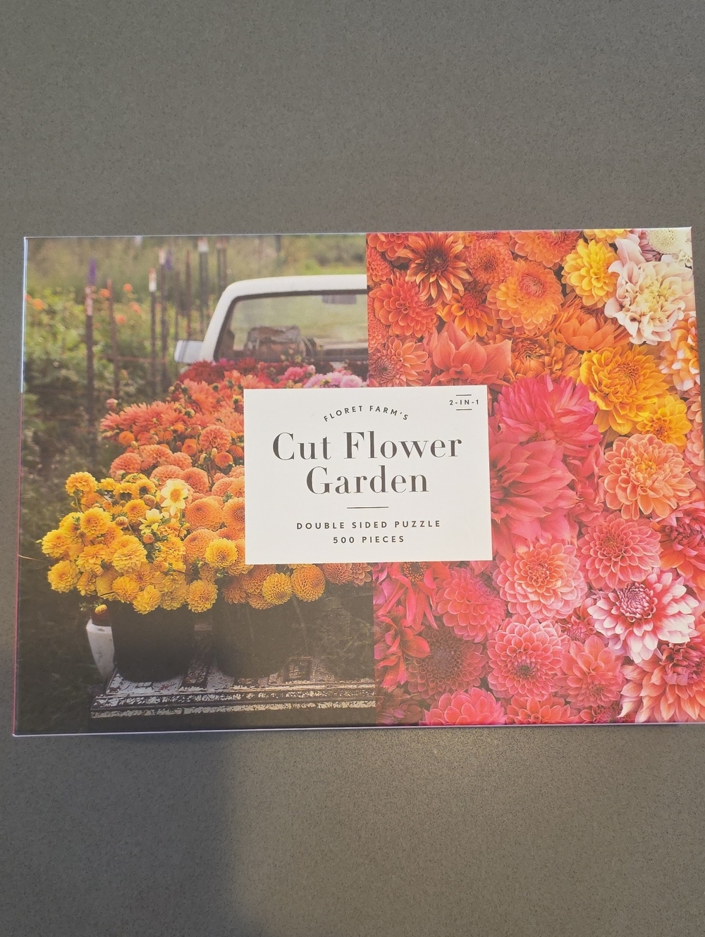 Cut Flower Garden Double-Sided Puzzle - Orange & Pink